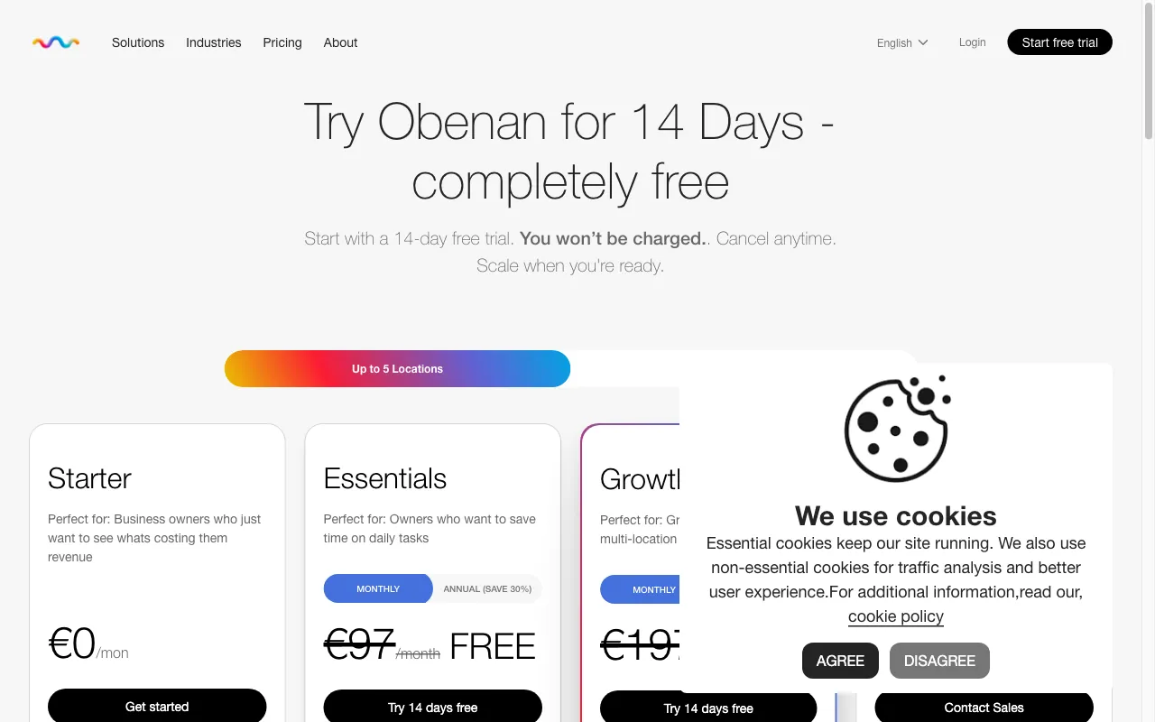 Obenan — pricing page