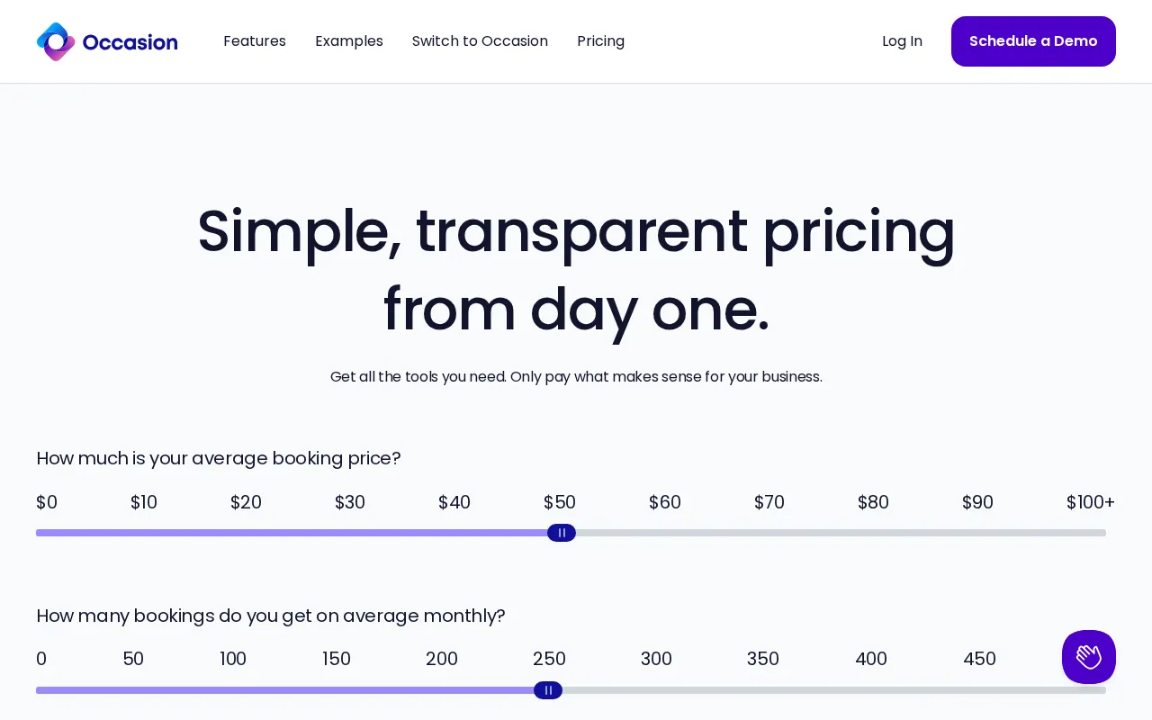 Occasion — pricing page
