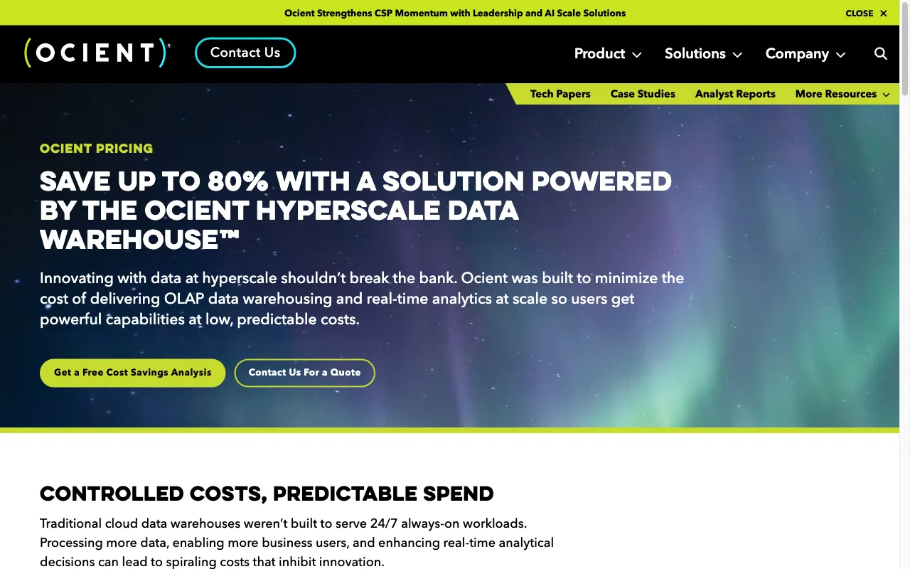 Ocient — pricing page