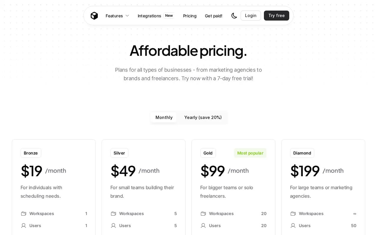 Ocoya — pricing page