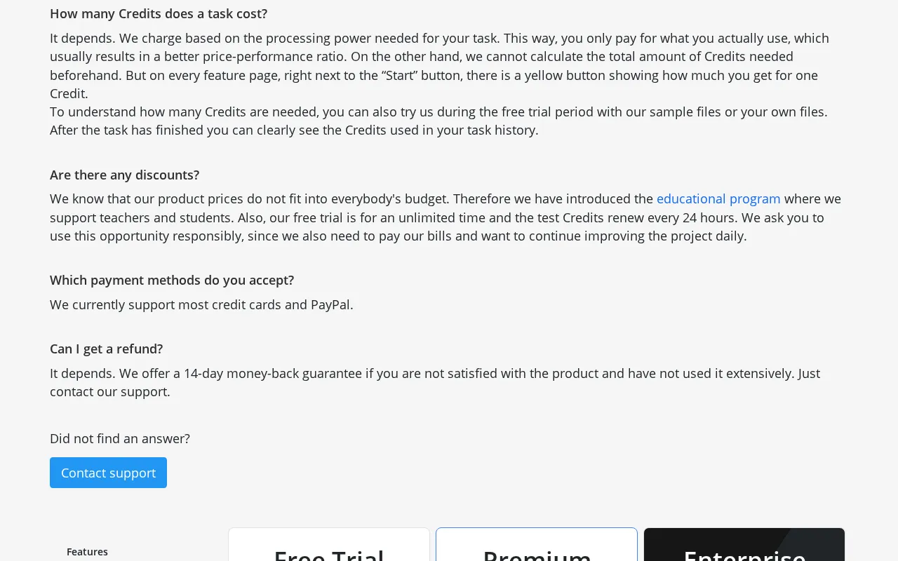 Ocr2Edit — pricing page