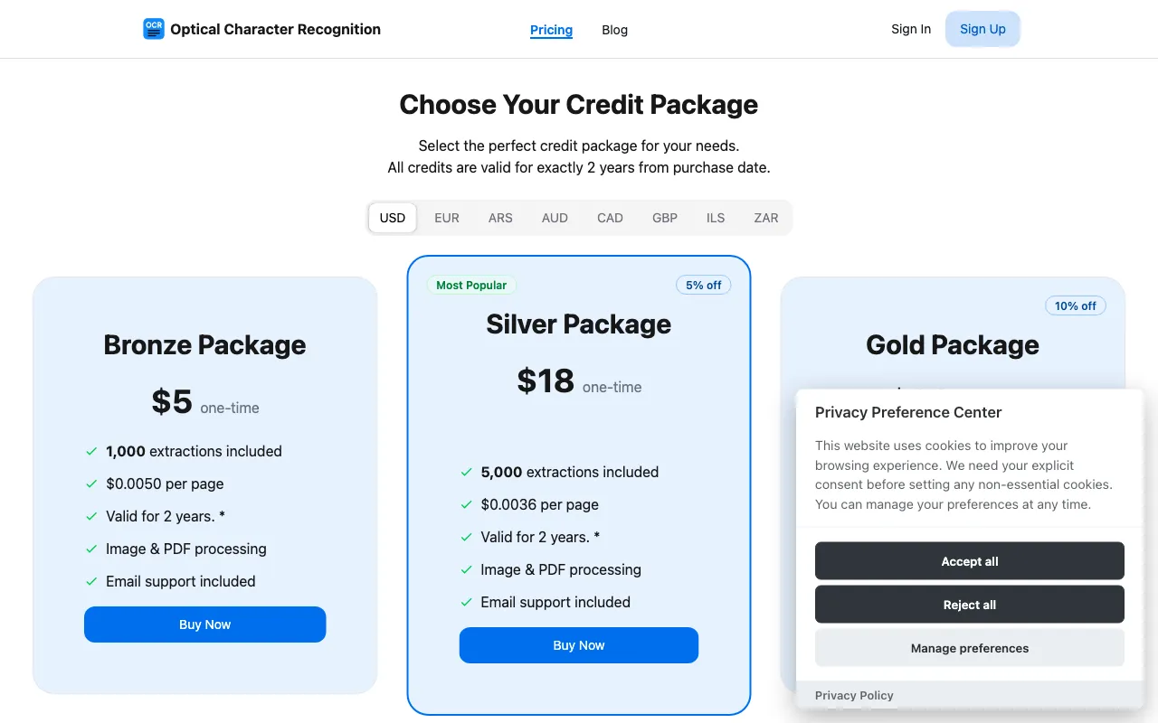 OCRMD — pricing page