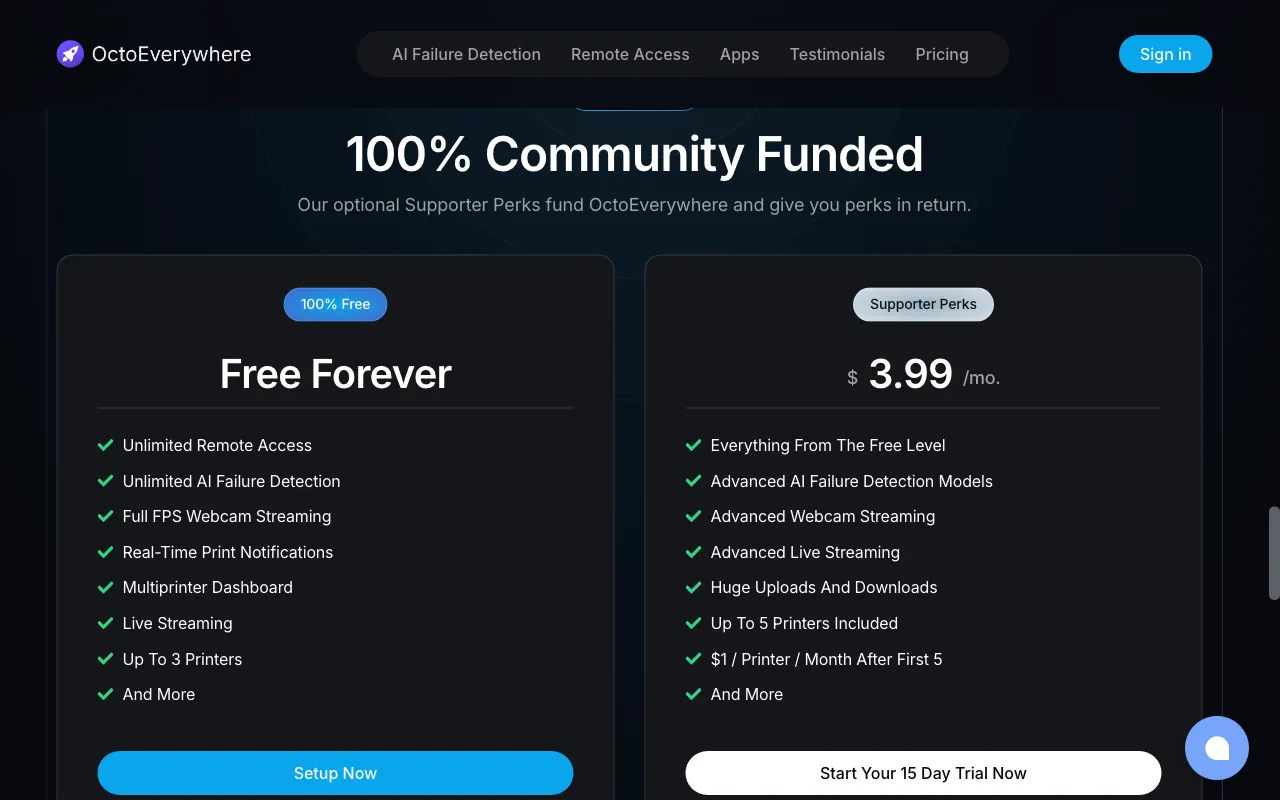OctoEverywhere — pricing page