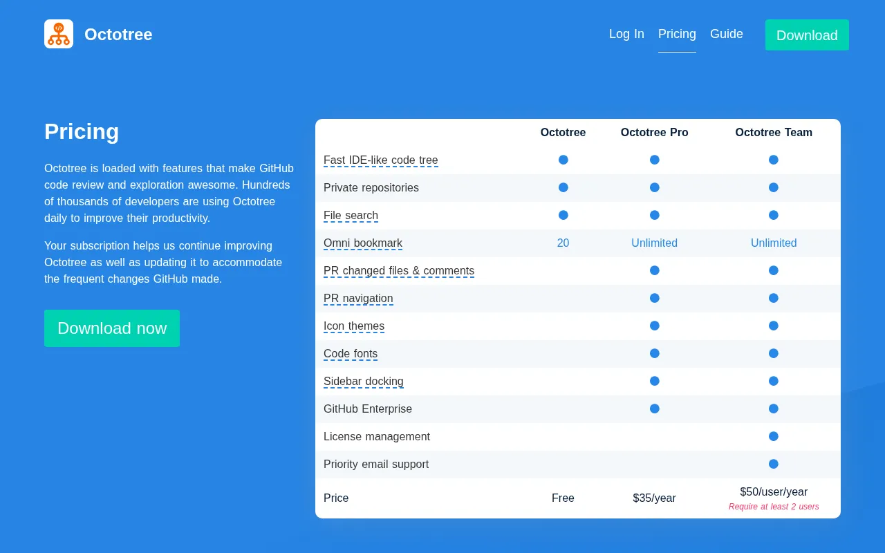 Octotree — pricing page