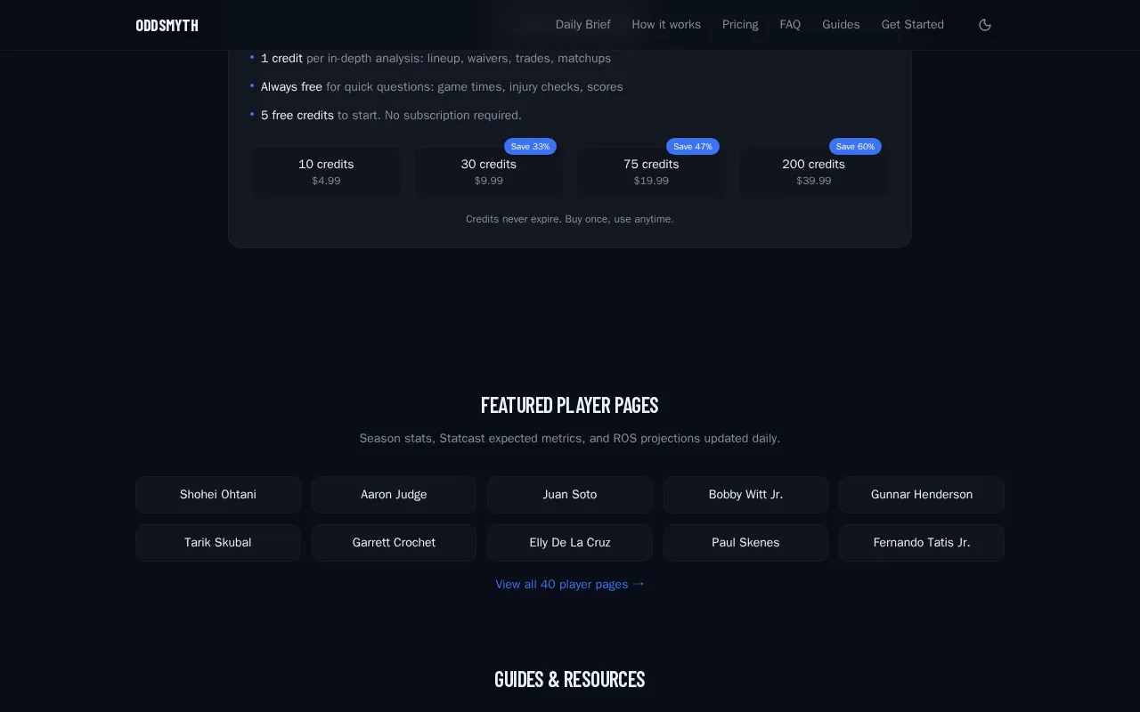 Oddsmyth — pricing page