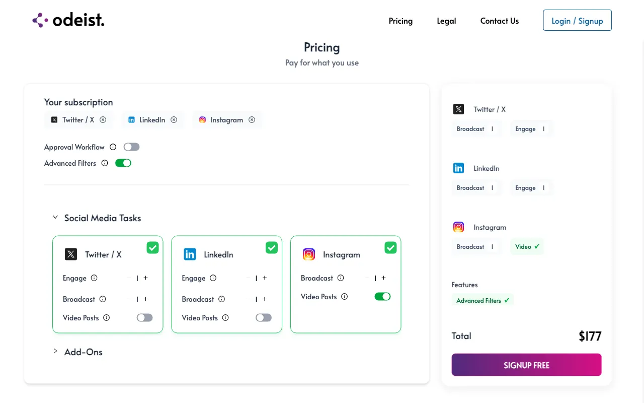 odeist — pricing page