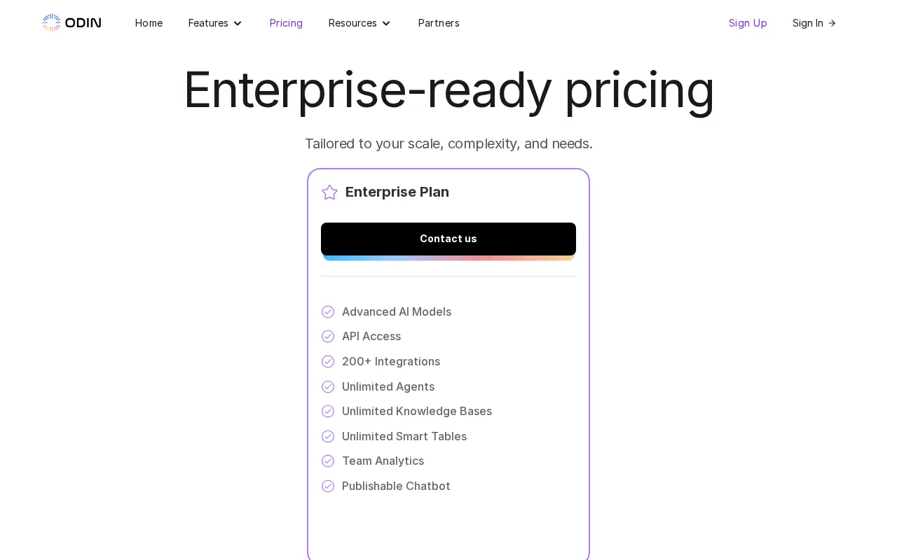 Odin AI — pricing page