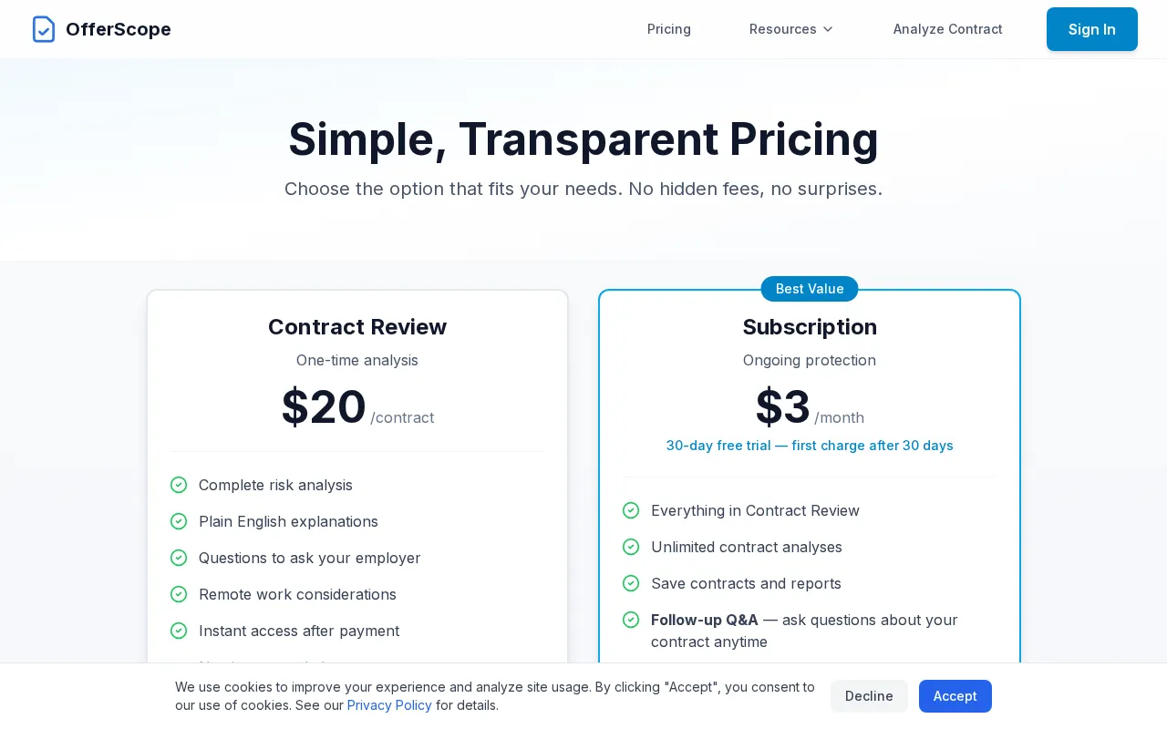 OfferScope — pricing page