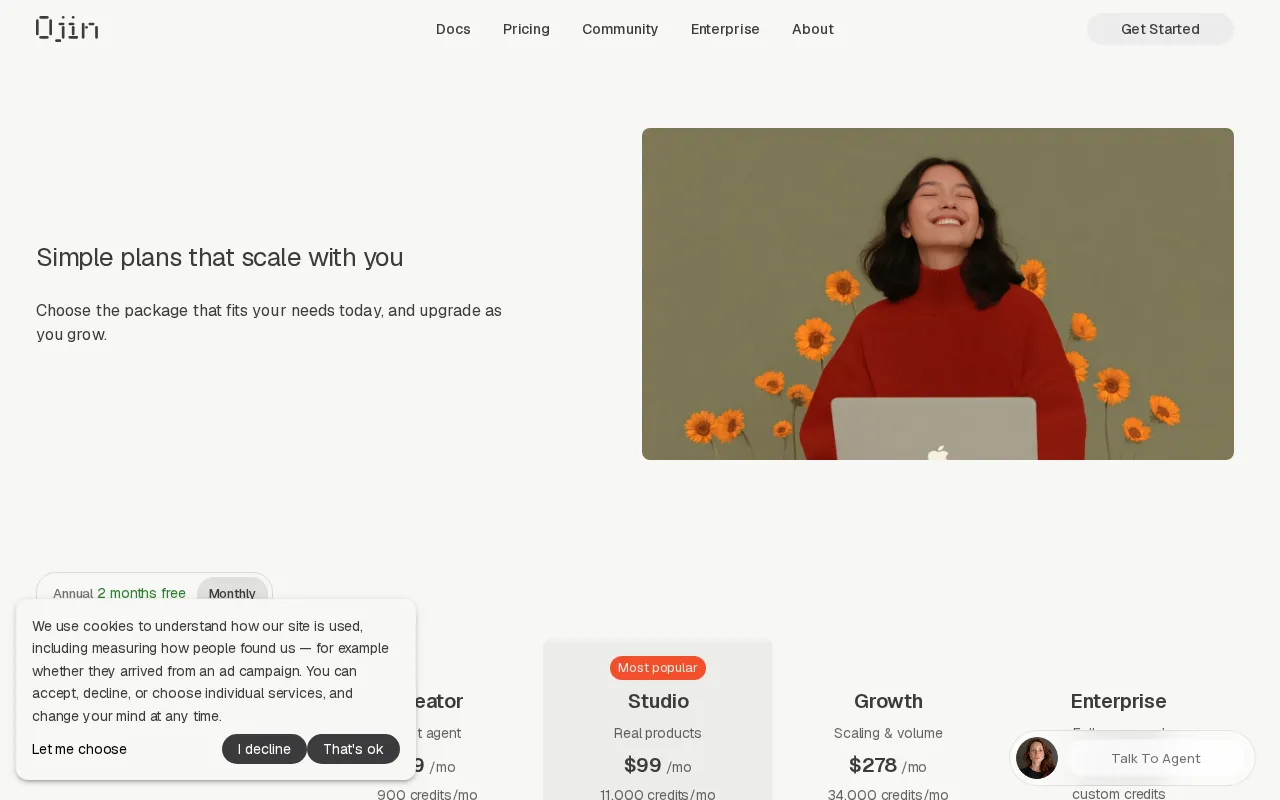 Ojin — pricing page