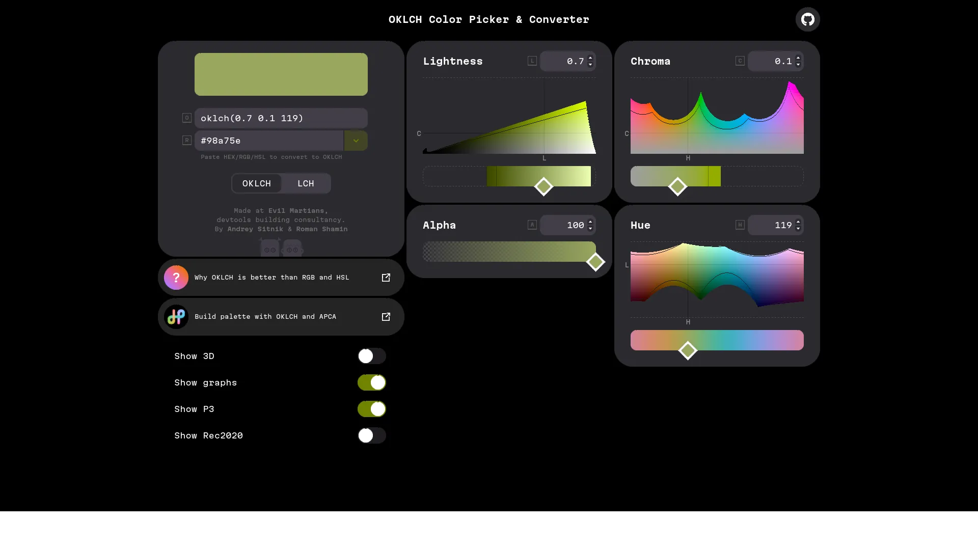 OKLCH Color Picker & Converter — preview screenshot