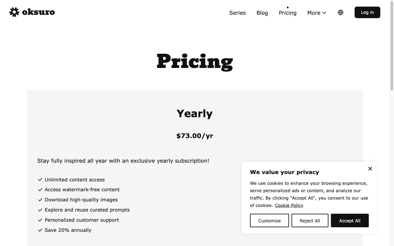 Oksuro — pricing page