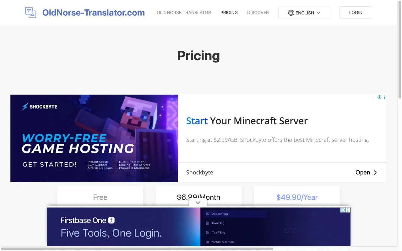 Old Norse Translator — pricing page