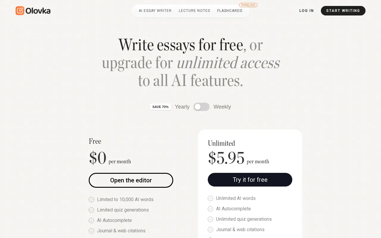 Olovka — pricing page