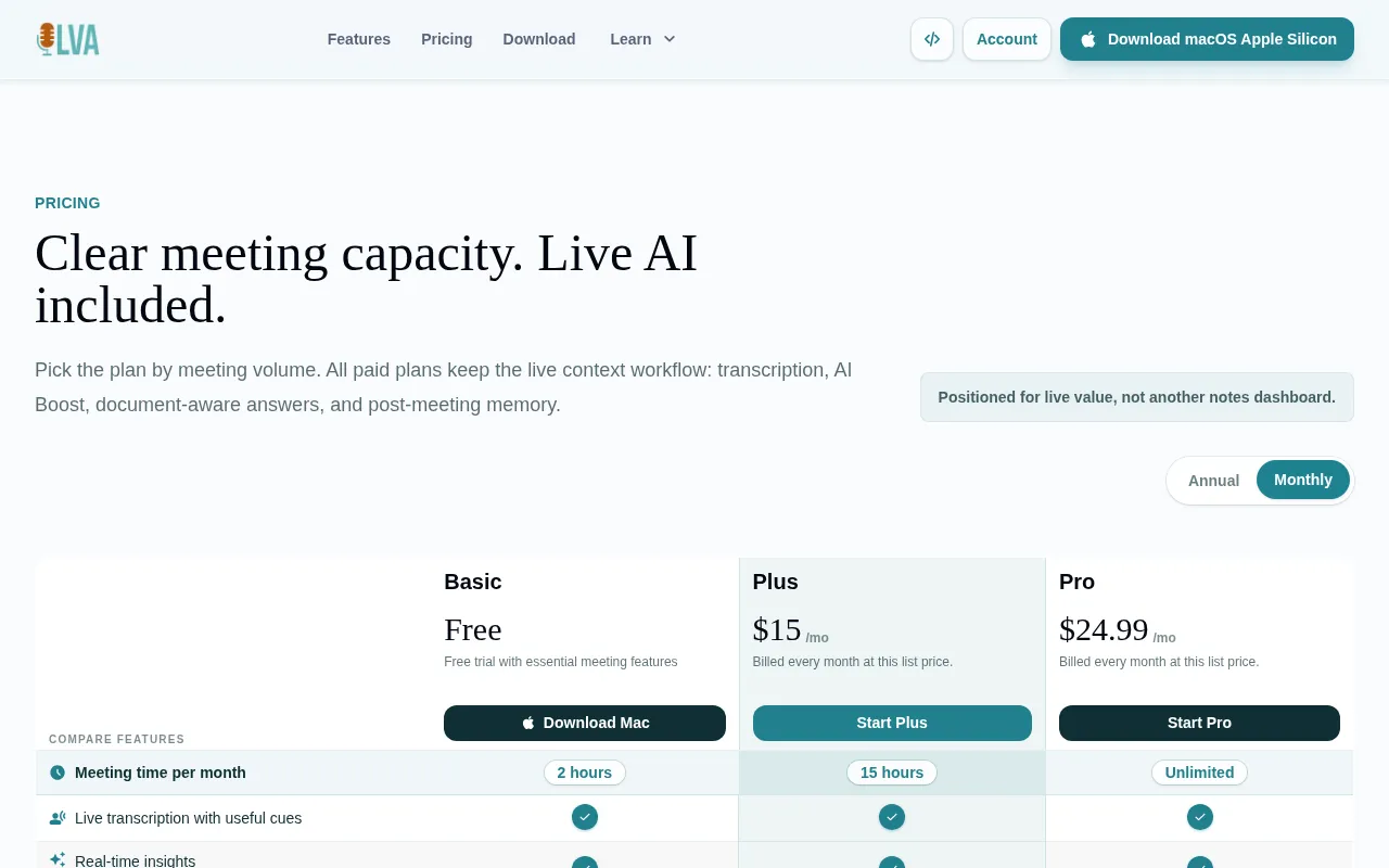 OLVA — pricing page