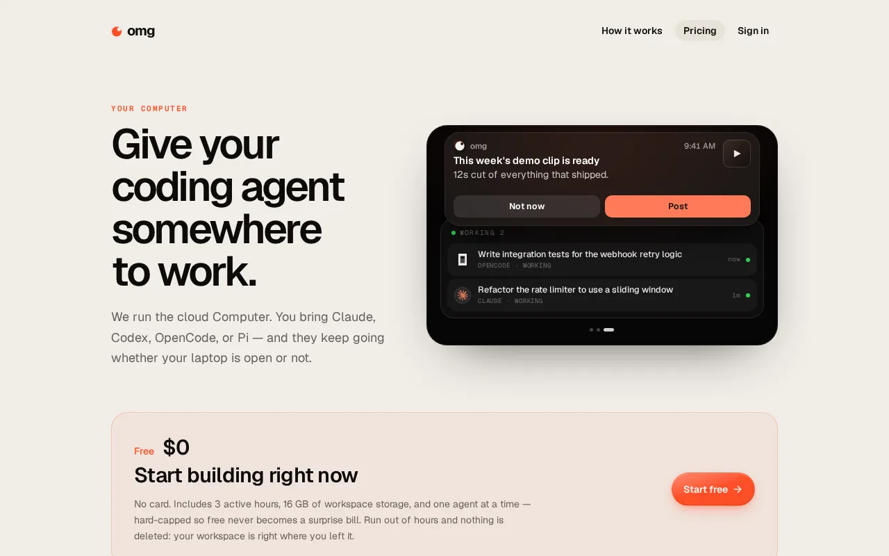 omg.dev — pricing page