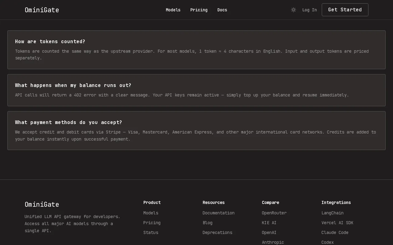 OminiGate — pricing page