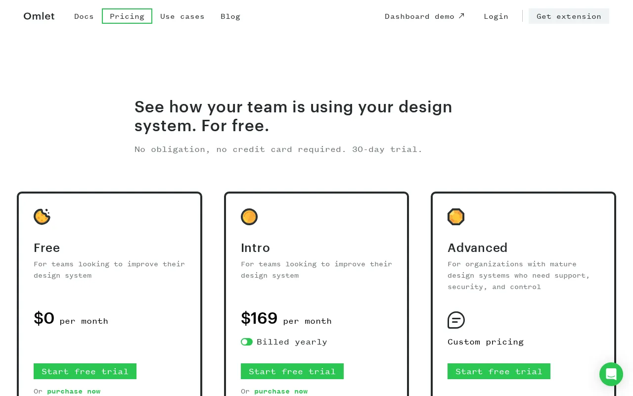 Omlet — pricing page