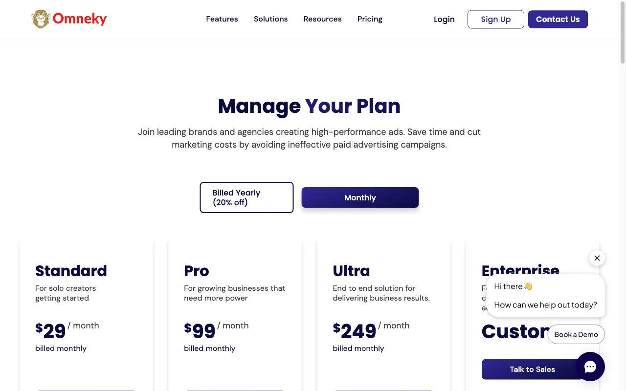 Omneky — pricing page
