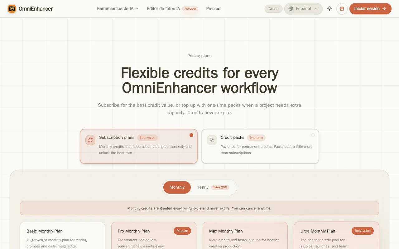 OmniEnhancer — pricing page