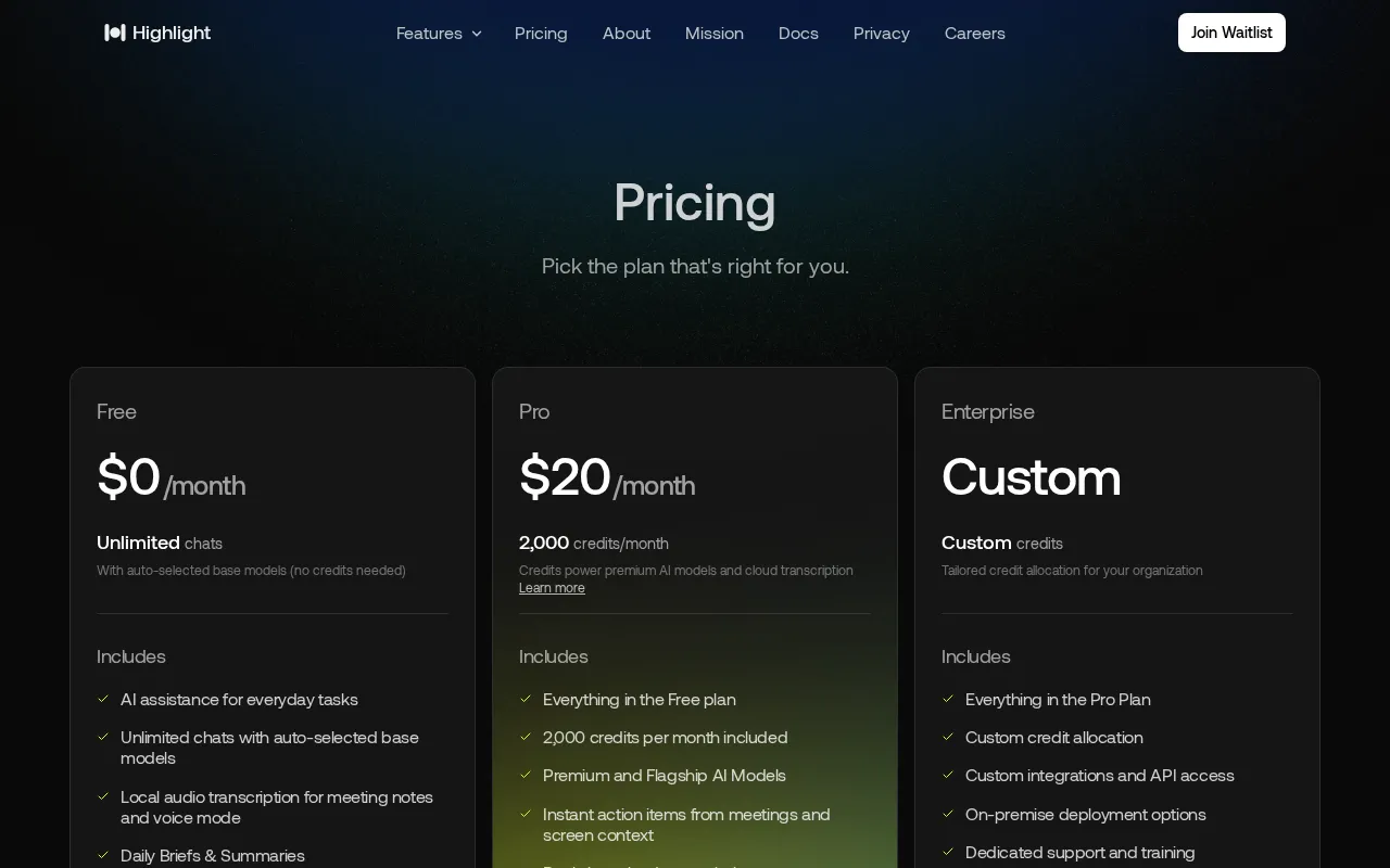 highlightai.com — pricing page