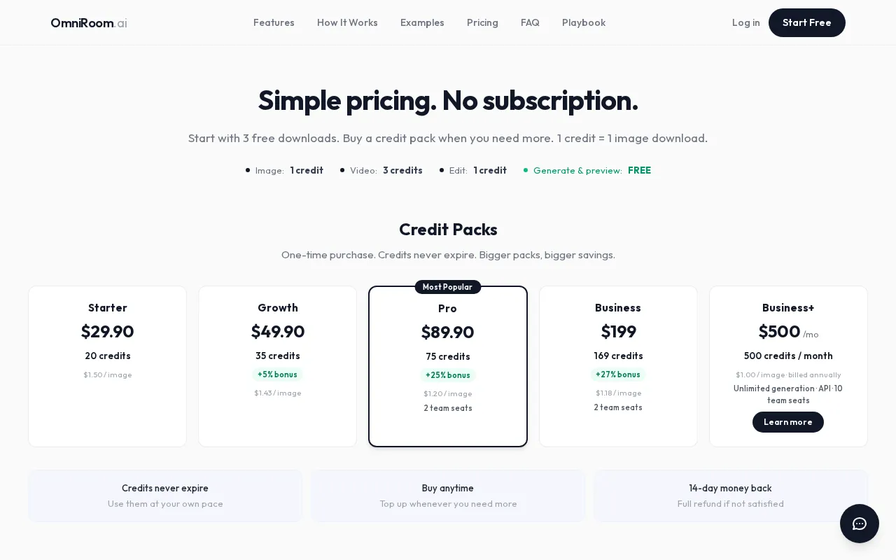 OmniRoom — pricing page