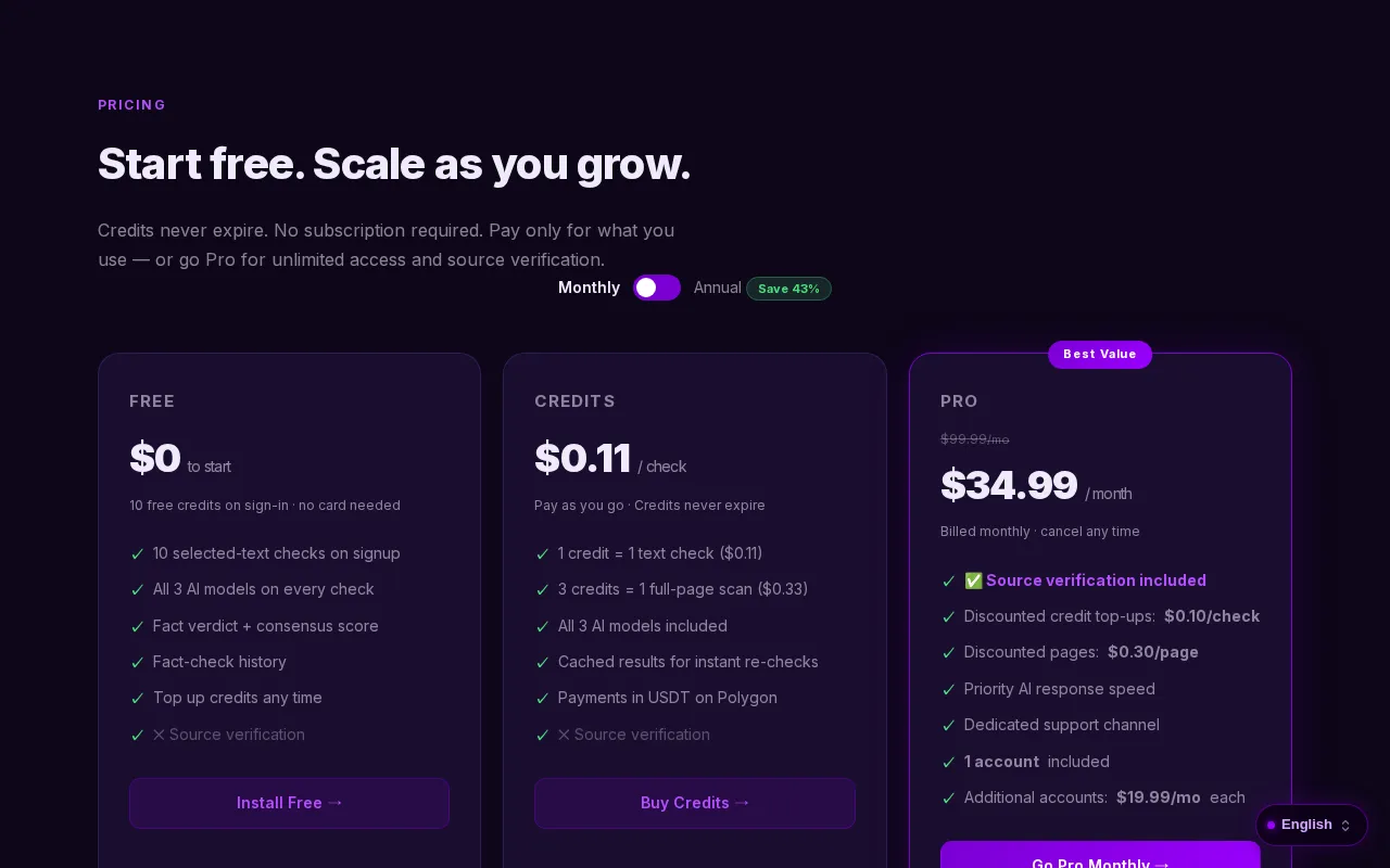 Omniscient AI — pricing page