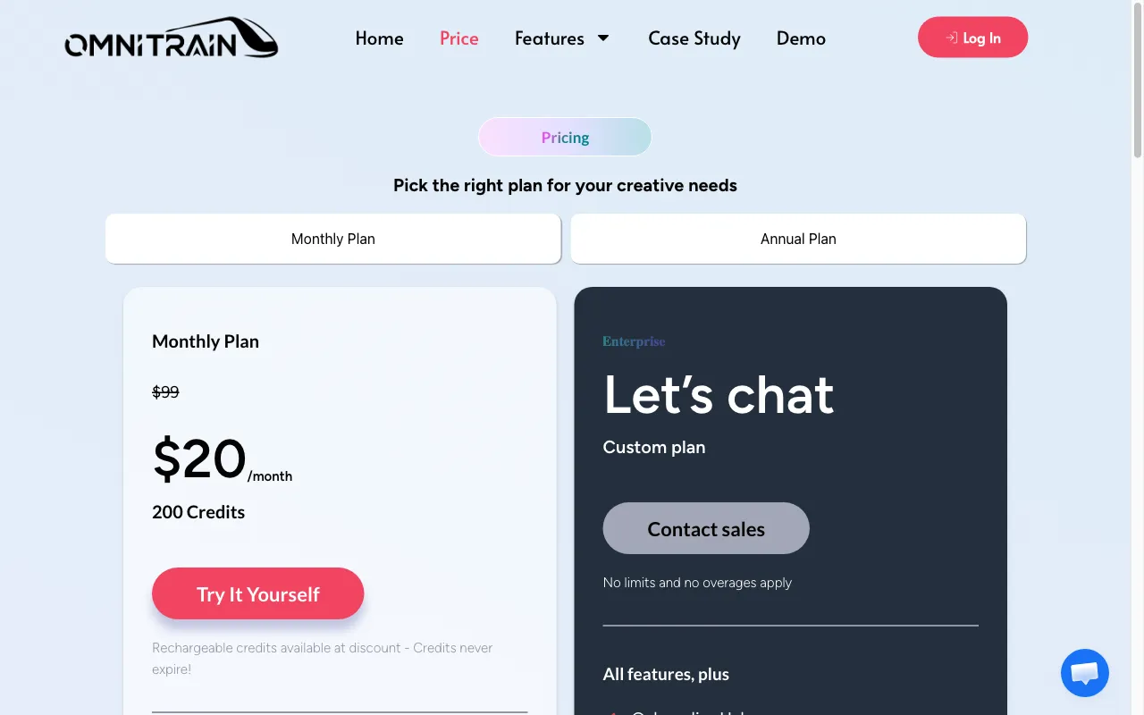 Omnitrain.ai — pricing page