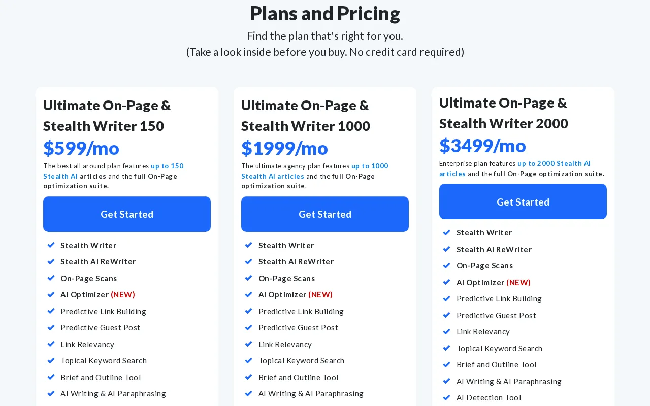 On-Page.ai — pricing page