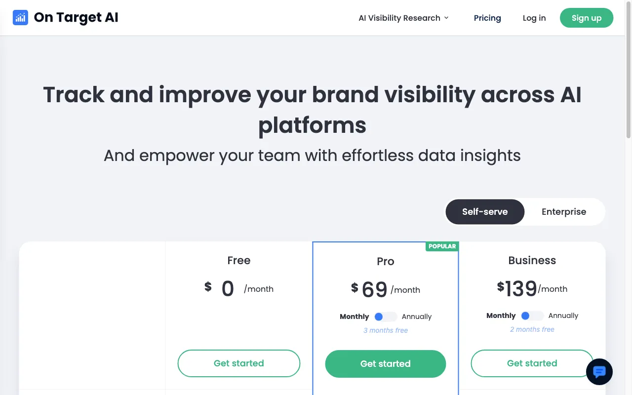 On Target AI — pricing page
