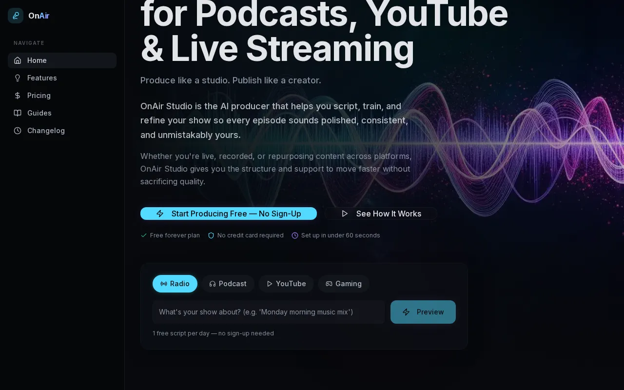 OnAir Studio — preview screenshot