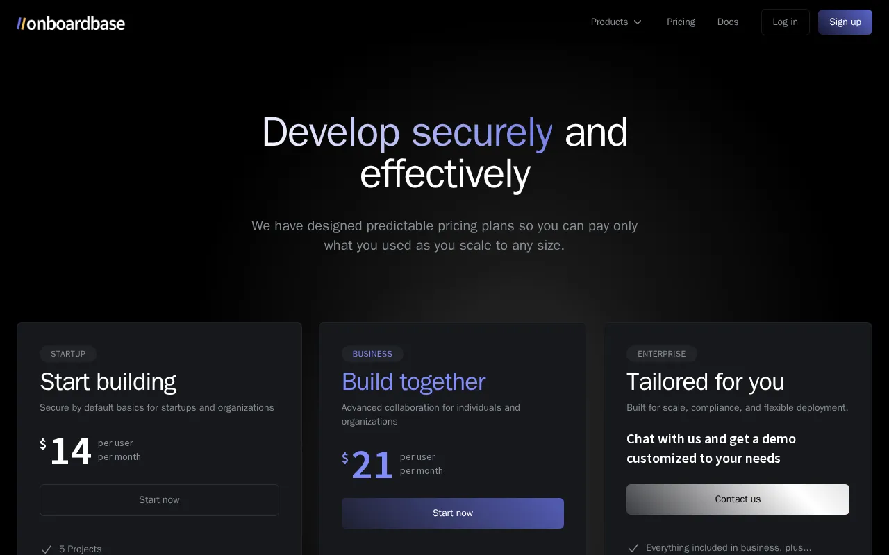 Onboardbase — pricing page