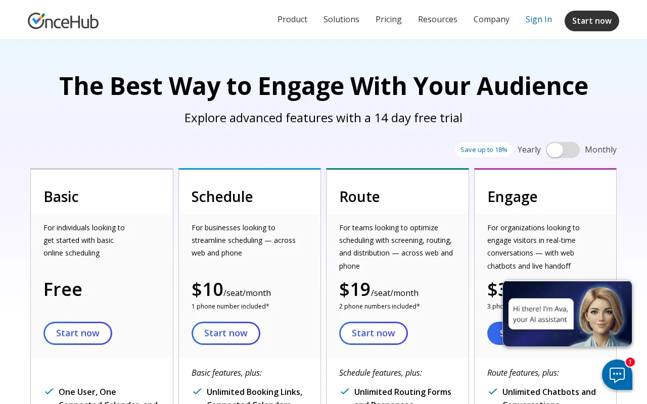 OnceHub — pricing page