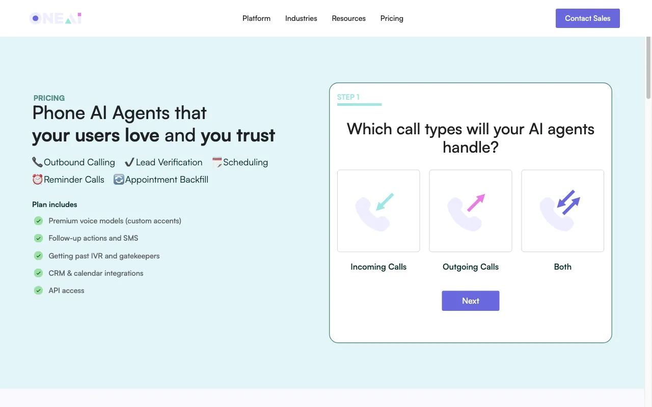 One AI — pricing page