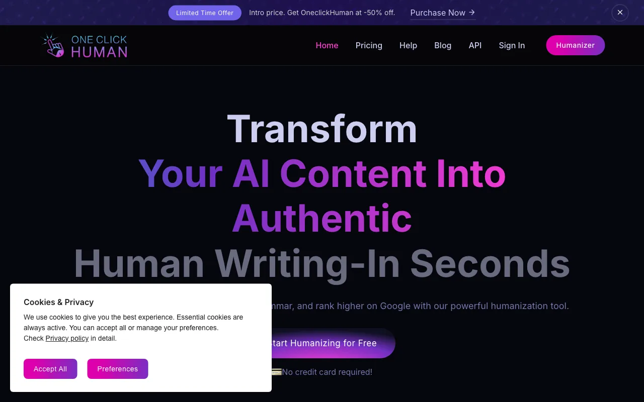 One Click Human — preview screenshot