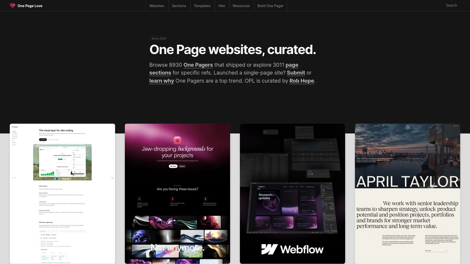One Page Love — preview screenshot