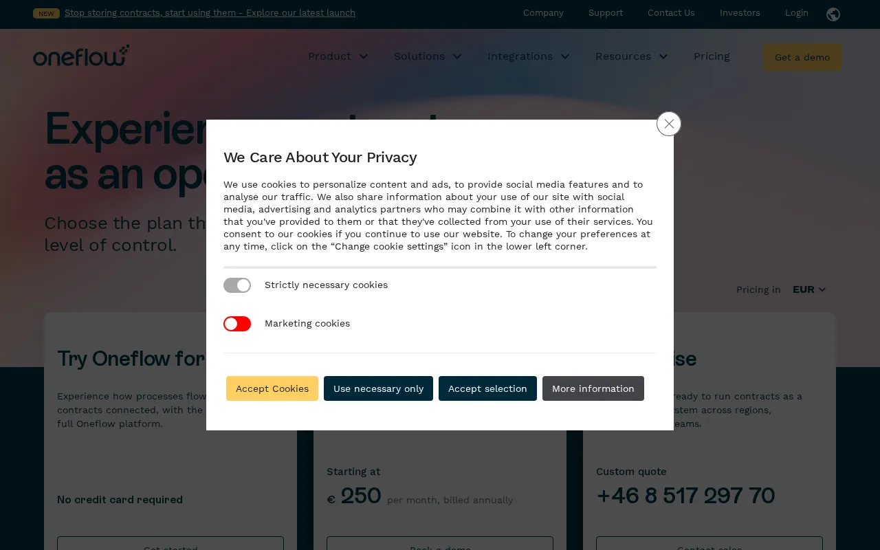 Oneflow — pricing page