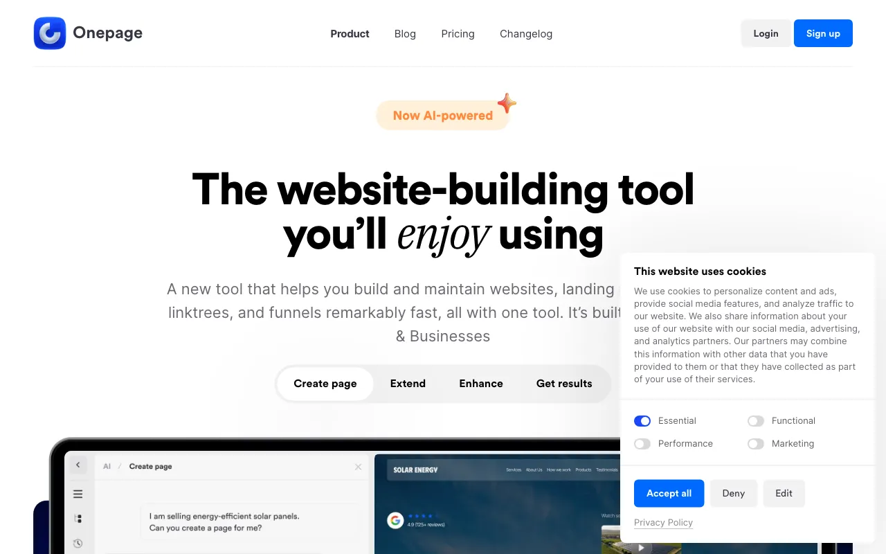 Onepage — preview screenshot