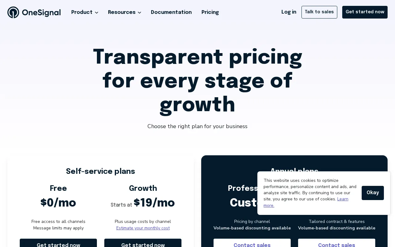 OneSignal — pricing page