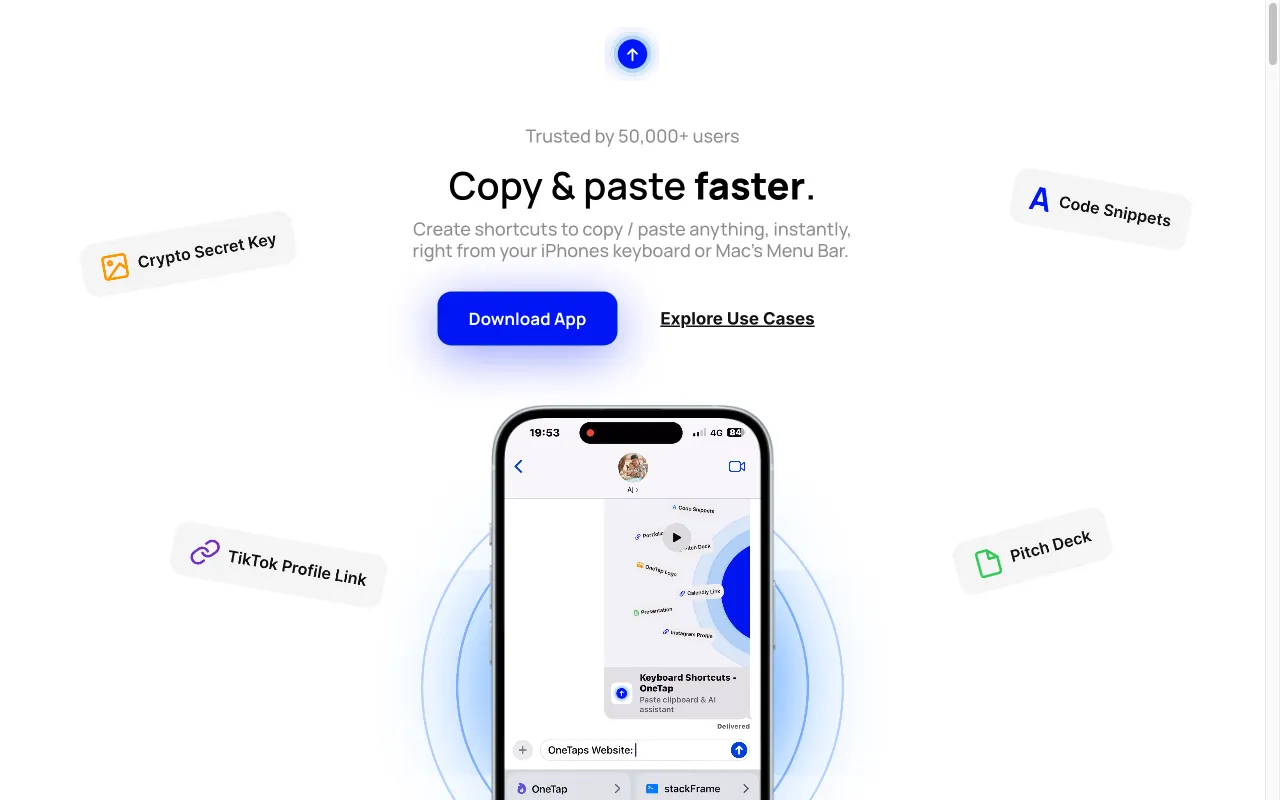 OneTap Clipboard App — preview screenshot