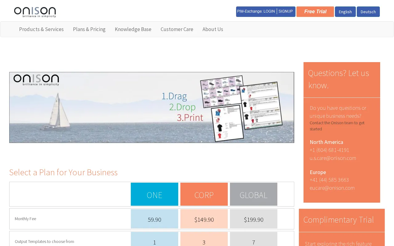 Onison — pricing page