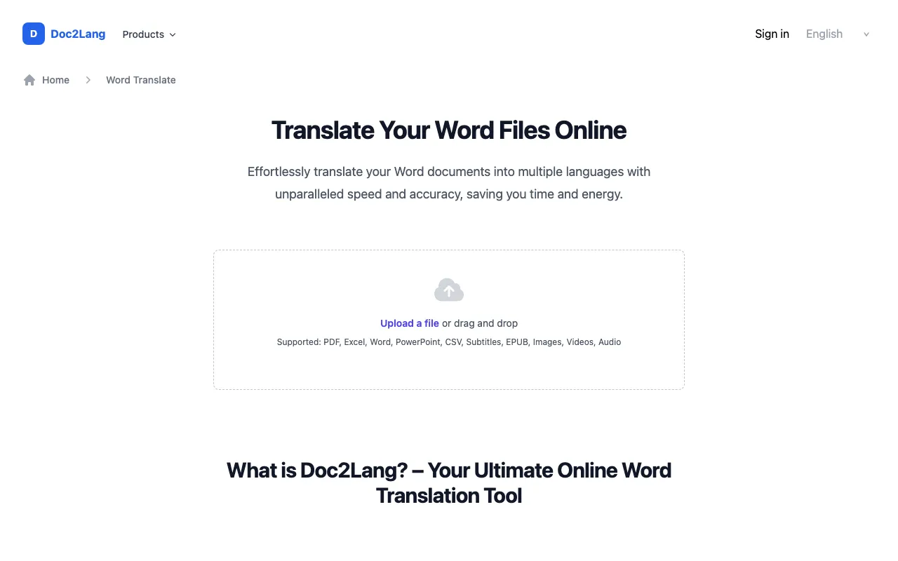 doc2lang — preview screenshot