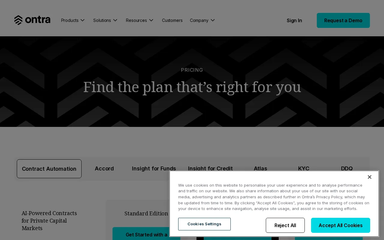 Ontra — pricing page