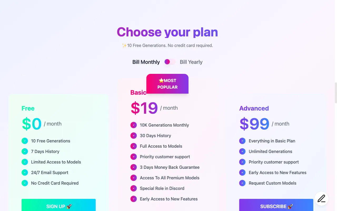 Onyxium AI — pricing page