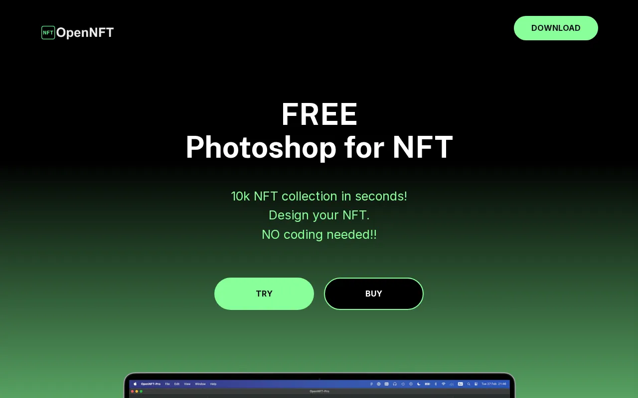 Open NFT - Photoshop for NFT — preview screenshot