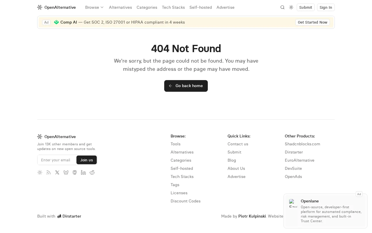 OpenAlternative — pricing page