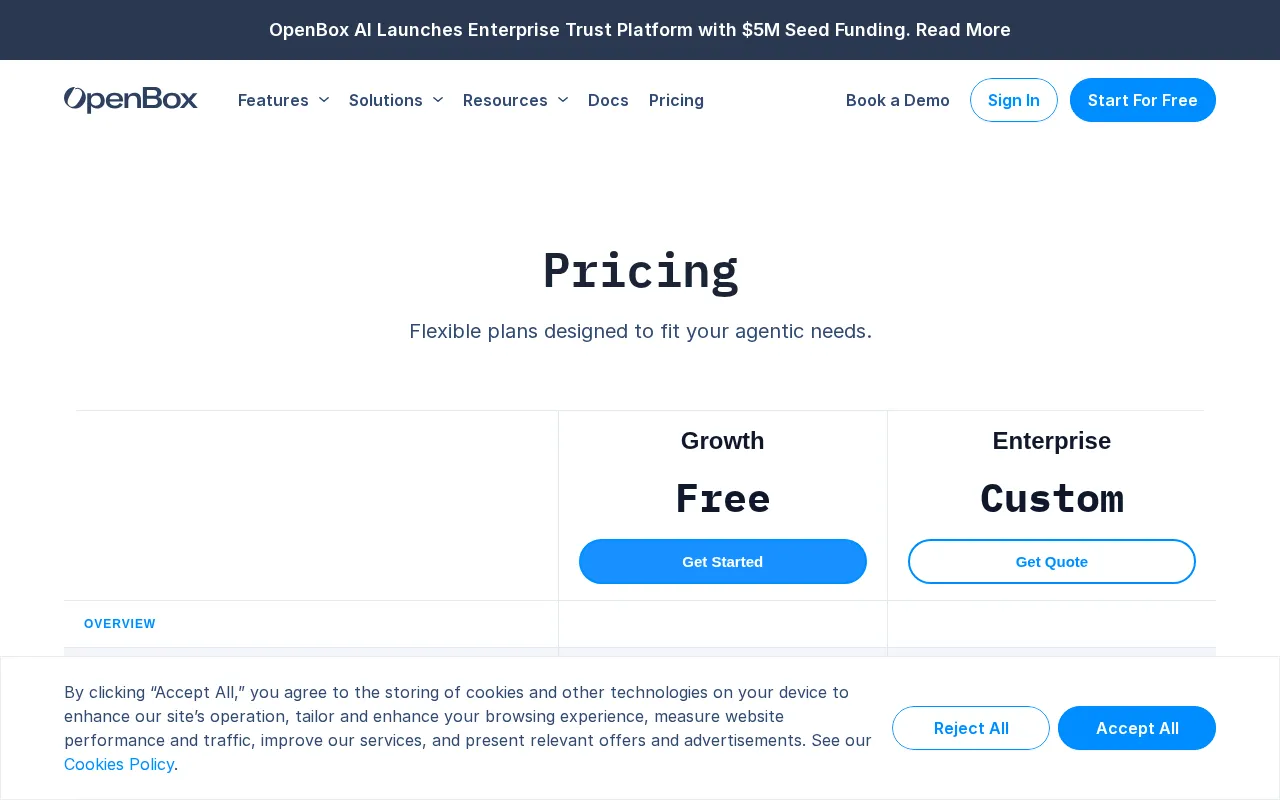 OpenBox — pricing page