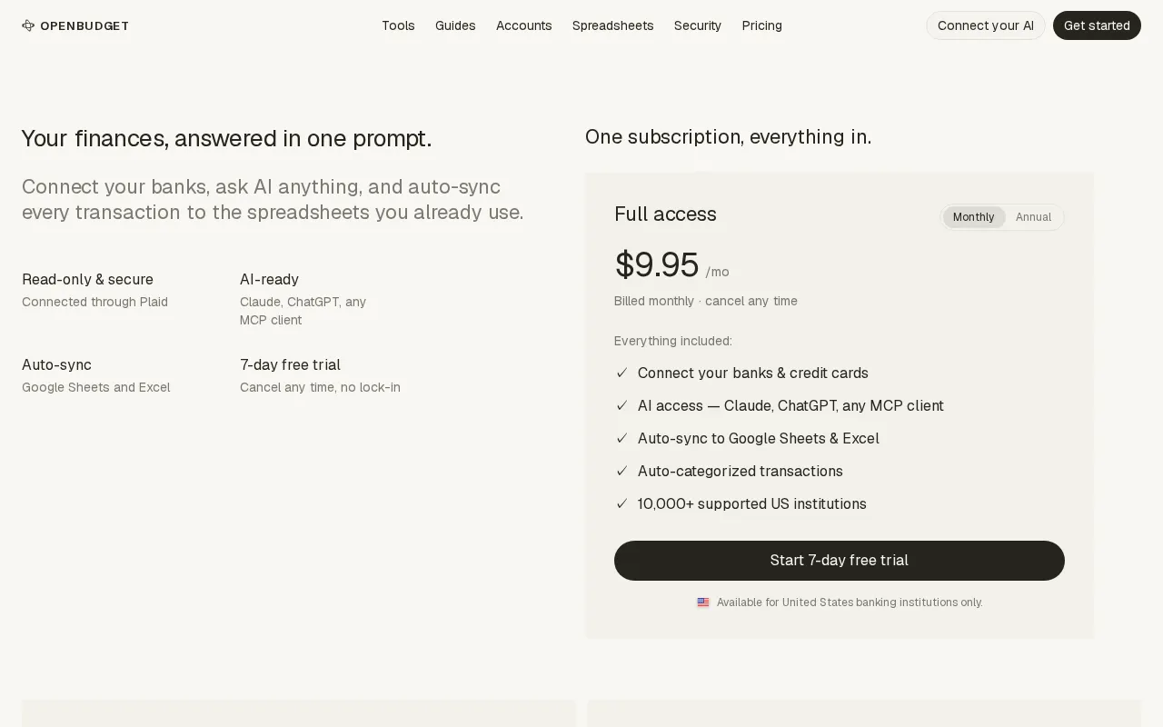 OpenBudget — pricing page