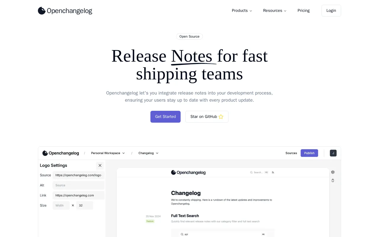 Openchangelog — preview screenshot
