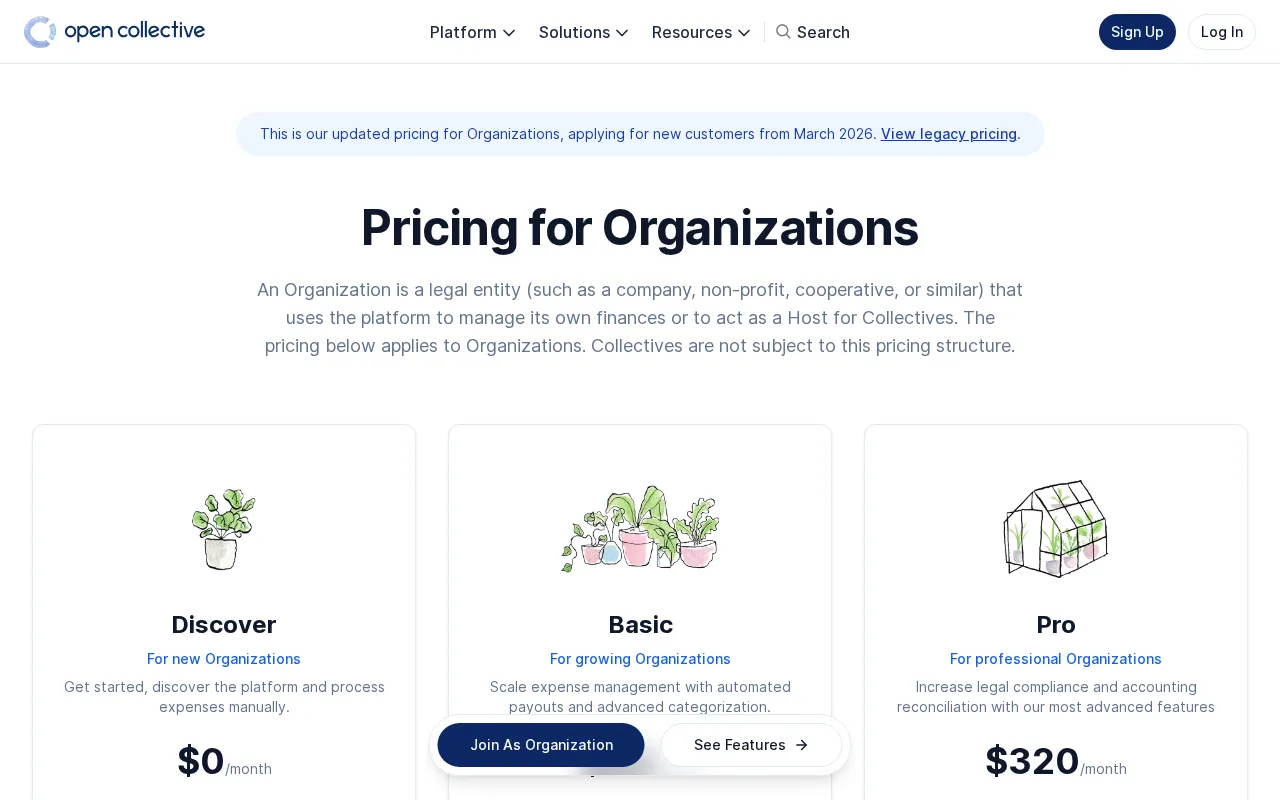 Open Collective — pricing page