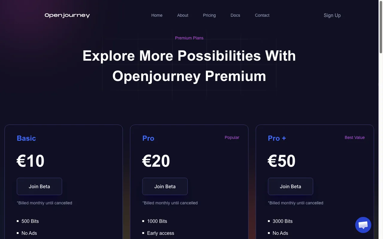 openjourneybot.com — pricing page